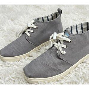 Womens Toms Bota 12 Gray Canvas Lace Up Lifestyle Sneakers 10013476